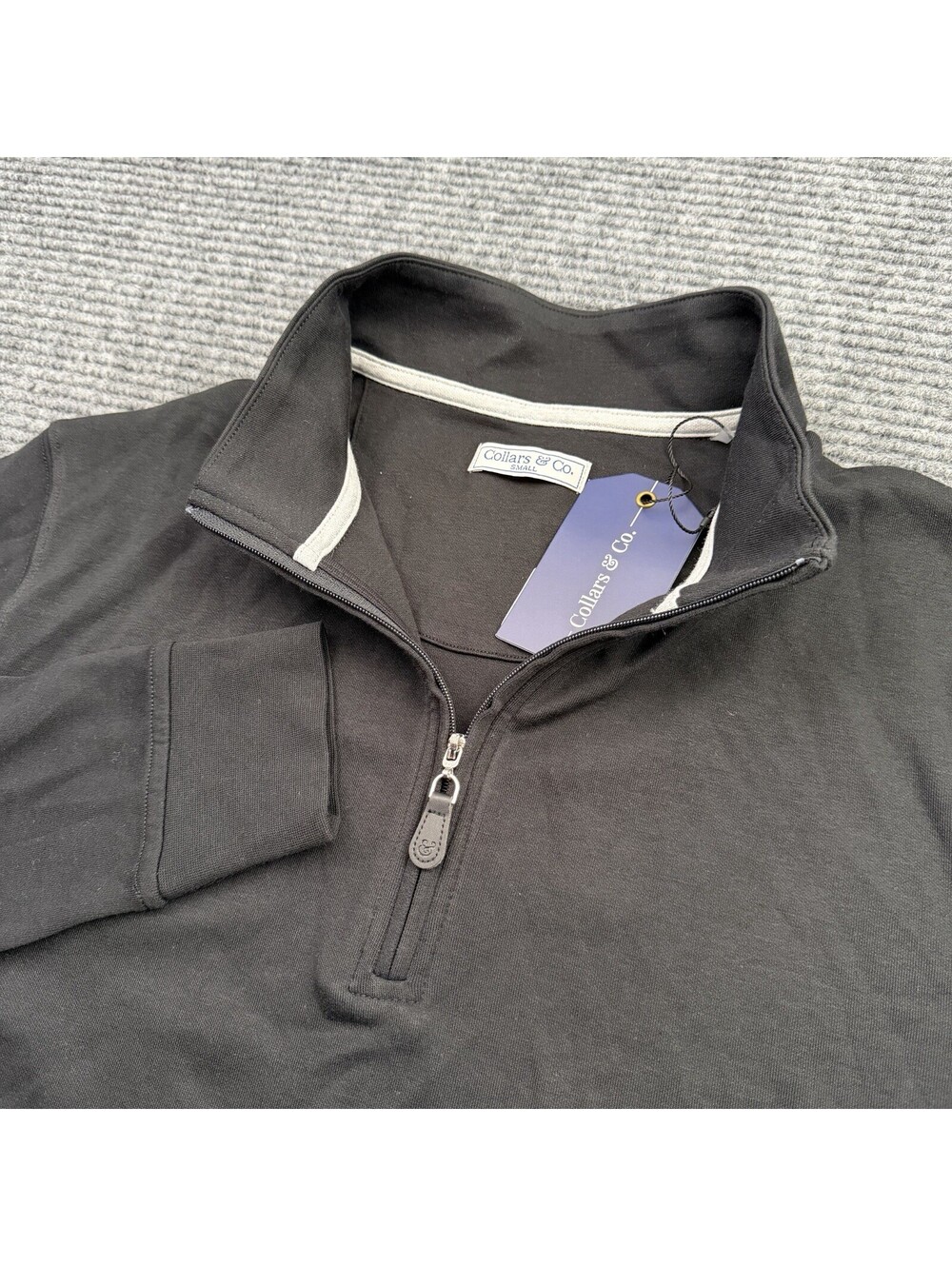 Collars and Co Cloud Quarter Zip Men’s Size Small Pullover Solid Black NWT